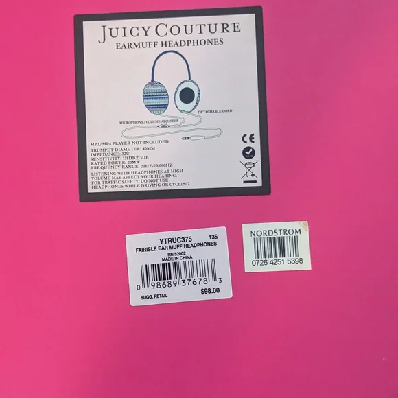 Juicy Couture Black On-Ear Headphones with Plush Design - Picture 6 of 6
